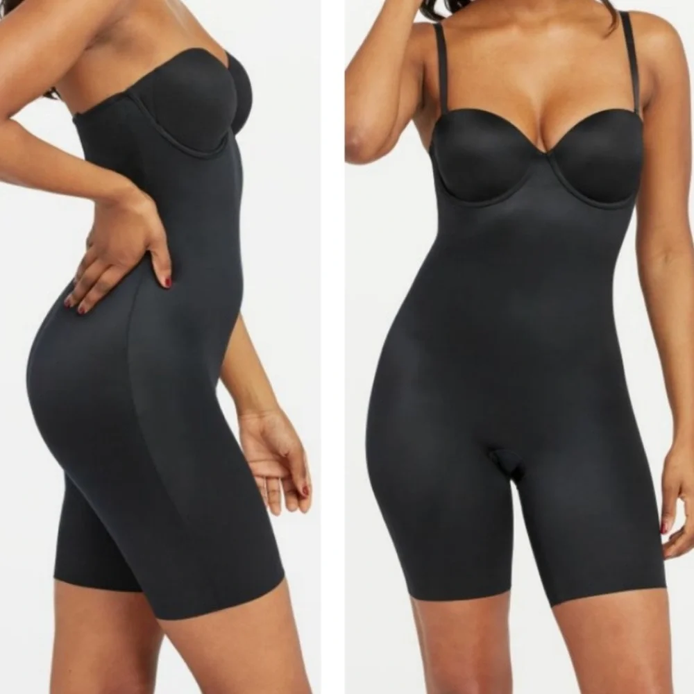 NWT SPANX Suit Your Fancy mid thigh bodysuit in black Size M